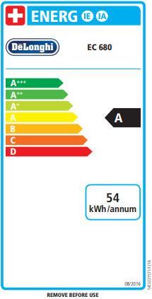 Label énergétique De'Longhi Dedica EC680.R