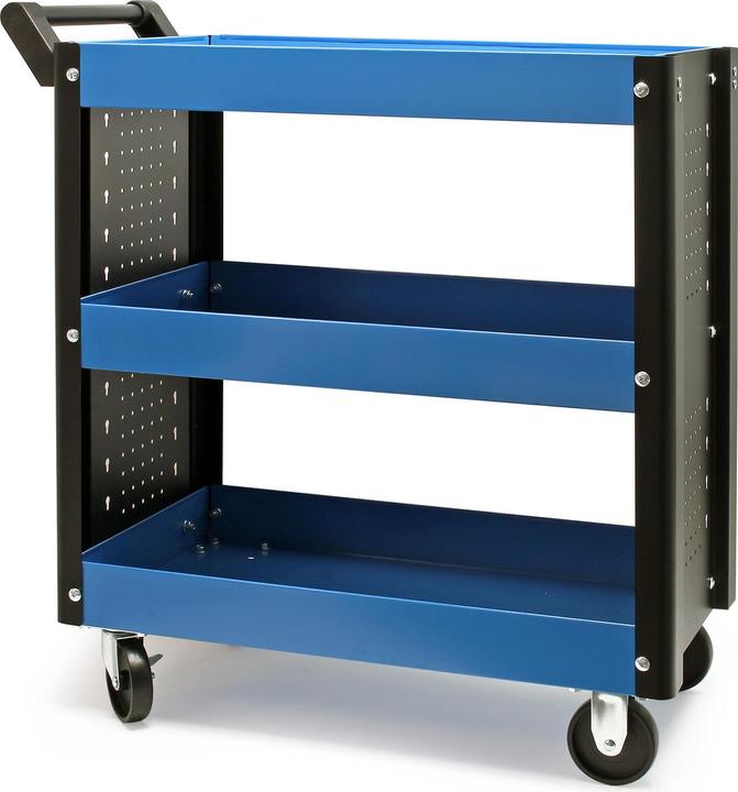 Image du produit Wiltec Servante d‘atelier 3 Niveaux Poignée Roues plastique Frein Étagère Rangement Bord surélevé Chariot (3 x)