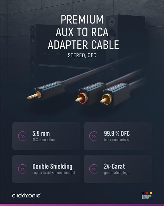 Image du produit Goobay Câble adaptateur MP3 (1 m, Jack 3,5 mm (AUX), RCA)