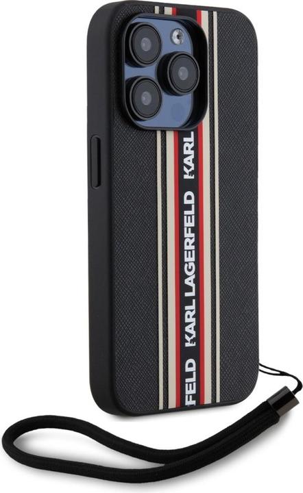 Actual product image Karl Lagerfeld Case Saffiano Athleisure Stripes Cord for iPhone 15 Pro Max red (Apple iPhone 15 Pro Max)
