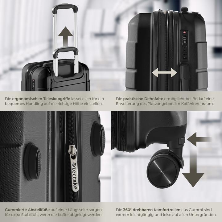 Image du produit tectake Set de valises rigides BRICE 3 pièces avec serrure à code (111 l, XL (à partir de 115l))