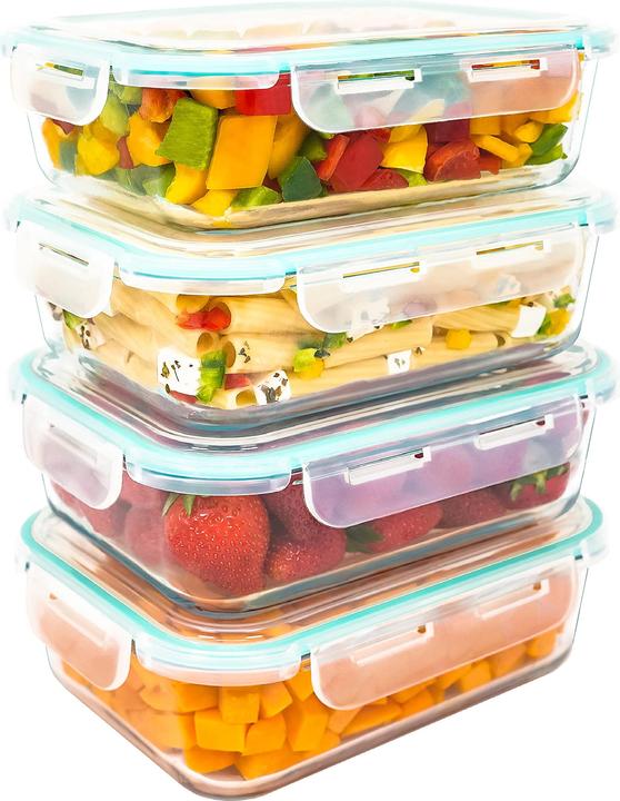 LG Luxury & Grace Glass Food Storage Containers 1500 ml, Green - Without Steam Hole (x4) (1.50 l)