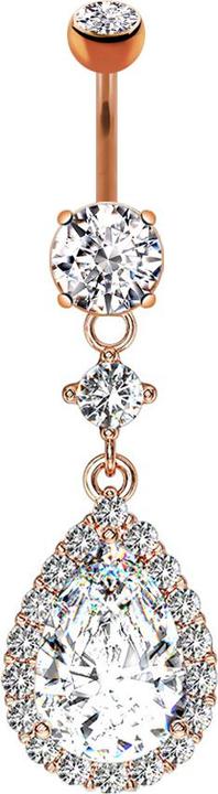Immagine prodotto Star Piercing Banana in oro rosa con ciondolo in cristallo e gocce di cristallo (Ottone, Acciaio chirurgico 316L)