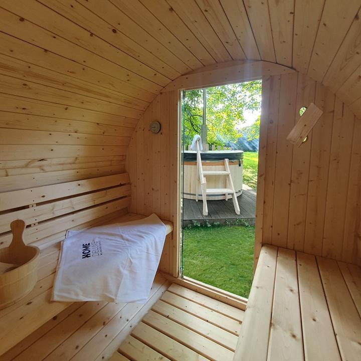 Actual product image Home Deluxe Outdoor sauna barrel sauna AQUILA L- 195 x 180 cm for 4 persons - sauna with 6kW heater
