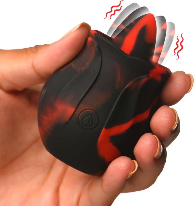 Actual product image Frisky BLOOMGASM - Black Kiss Rimming Rose Vibrator - Red/Black