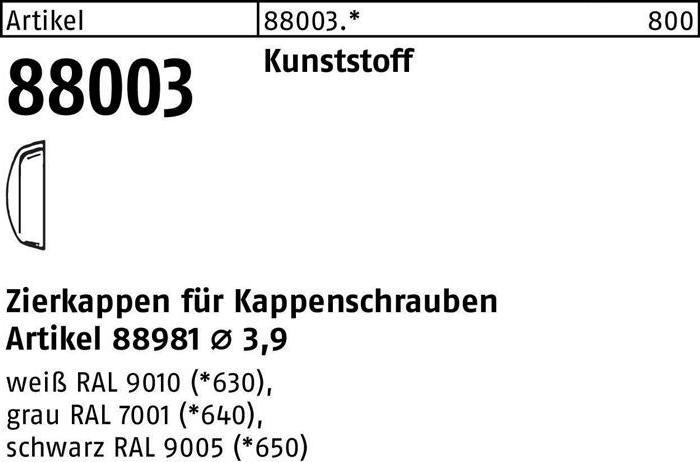 Immagine prodotto Tappo decorativo R 88003 f.tappo viti F. 3.9 plastica bianco