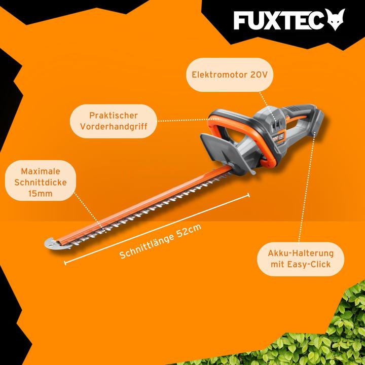 Produktbild Fuxtec 20V Akku Heckenscheren FX-E1HS20 ohne Akkupack, ohne Ladegerät (Akkuheckenschere)