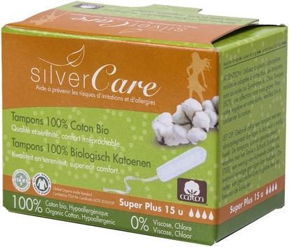 Silver Care Super Plus BIO-Tampons ohne Applikator für starke Blutungen - 15 Stück - Silvercare (15 x)
