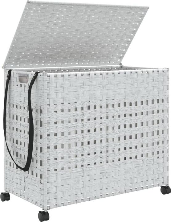 Productafbeelding VidaXL Wasmand met wielen Wit 66x35x60 cm Rotan, kleur