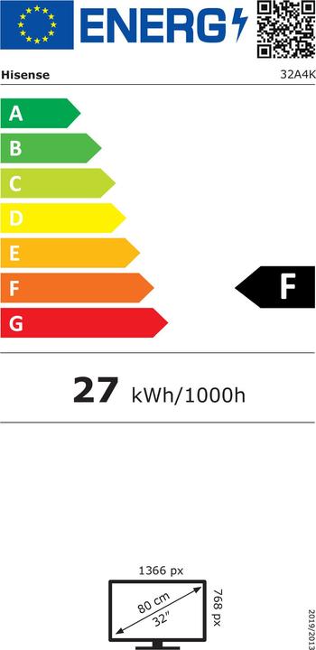 Energie-Label Hisense TV 32A4K (32", LCD, HD ready, 2022)