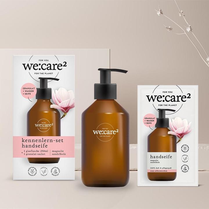 Image du produit we:care2 Kennenlern-Set, Handseife-Granulat, Magnolie-Sandelholz (Recharges, 250 ml)