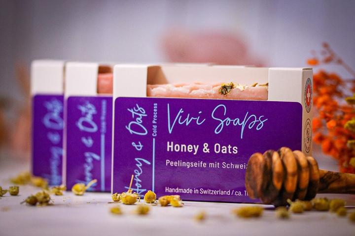 Produktbild Vivi Soaps Honey and Oats Peelingseife (Hartseife)