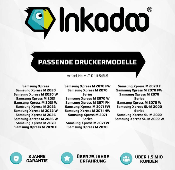 Image du produit Inkadoo toner compatible de remplacement Samsung MLT-D111S/ELS adaptable sur Samsung Xpress M 2020 Xpress M (CF)