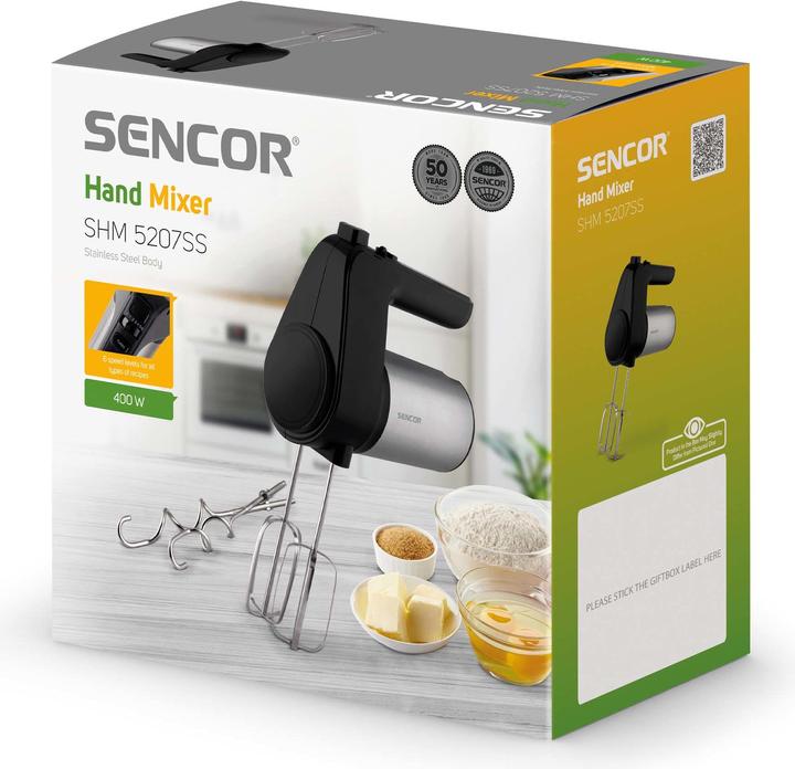Actual product image Sencor SHM 5207SS Hand whisk 400 W Black, Stainless steel (400 W)