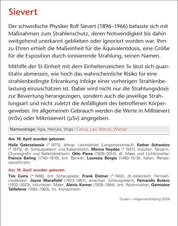 Produktbild Harenberg Duden Allgemeinbildung Tagesabreisskalender 2026 - Wissen und Quizzen (11 x 14 cm, Deutsch)