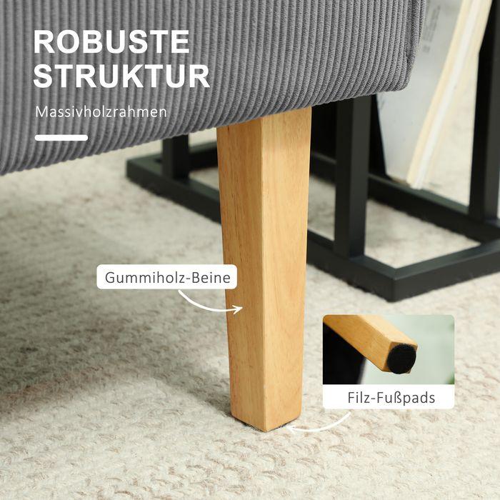 Image du produit Swisshandel24 2 Sitzer Sofa, Couch mit Cord-Optik, Holzbeine für Schlafzimmer, Grau (2 places)