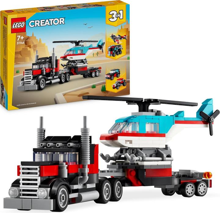 Actual product image LEGO 31146 Low loader with helicopter (31146, LEGO Creator 3-in-1)