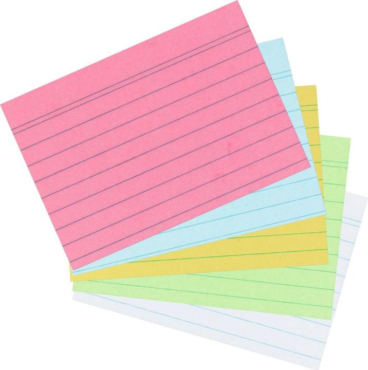 Produktbild Herlitz Karteikarten, DIN A5, liniert, gelb aus Papier, 170 g-qm, holzfrei, Linienfarbe: blau, doppelte (A5, 170 g/m², 100 x)