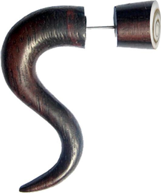 Star Piercing Fake Expander doppel gebogen mit Shiva-Auge aus Narra Holz (ohne Messing, Organisch)