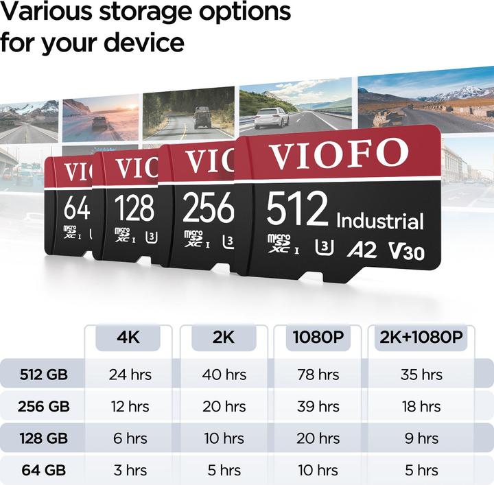 Produktbild Viofo 512GB SD card (512 GB, microSDXC, U3, UHS-I)