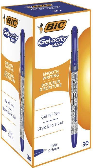 Immagine prodotto Bic Penna Gel-ocity Stic Gel blu Confezione da 30 pezzi. (Blu, Bianco, Grigio, 30 x)