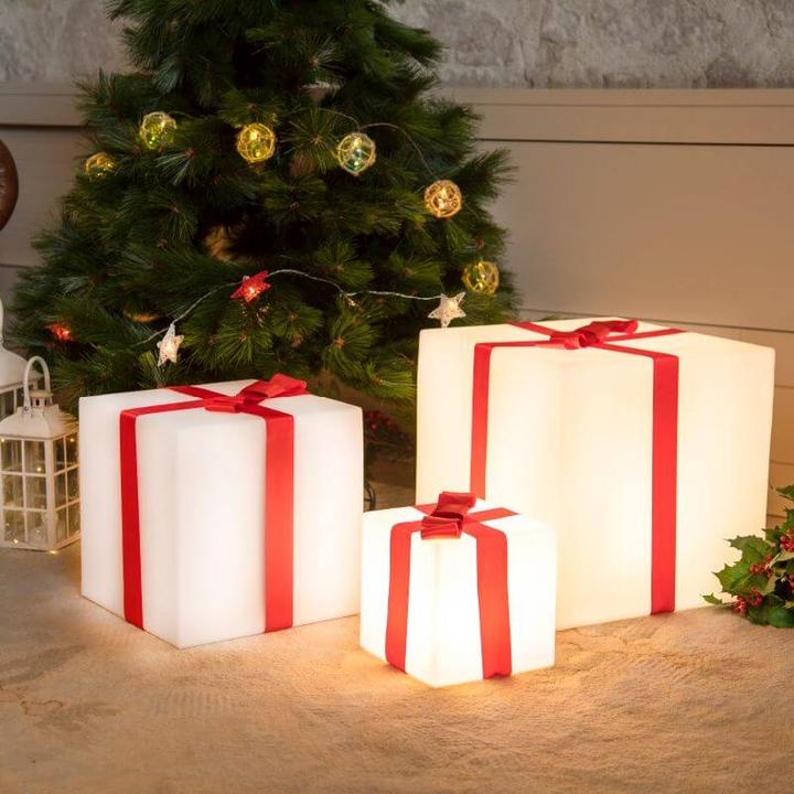 Immagine prodotto Newgarden GIFTY Cubo luminoso natalizio a 20 LED da 20 cm, batteria ricaricabile, solare, per esterni e (2000 lm, IP65)