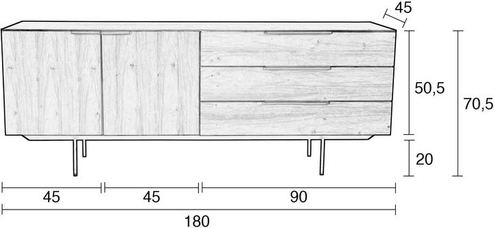 Actual product image Zuiver Travis (180 x 45 x 70.5 cm)