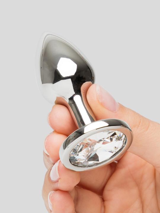 Lovehoney silberner Edelstahl-Analpug mit Kristall 6 cm