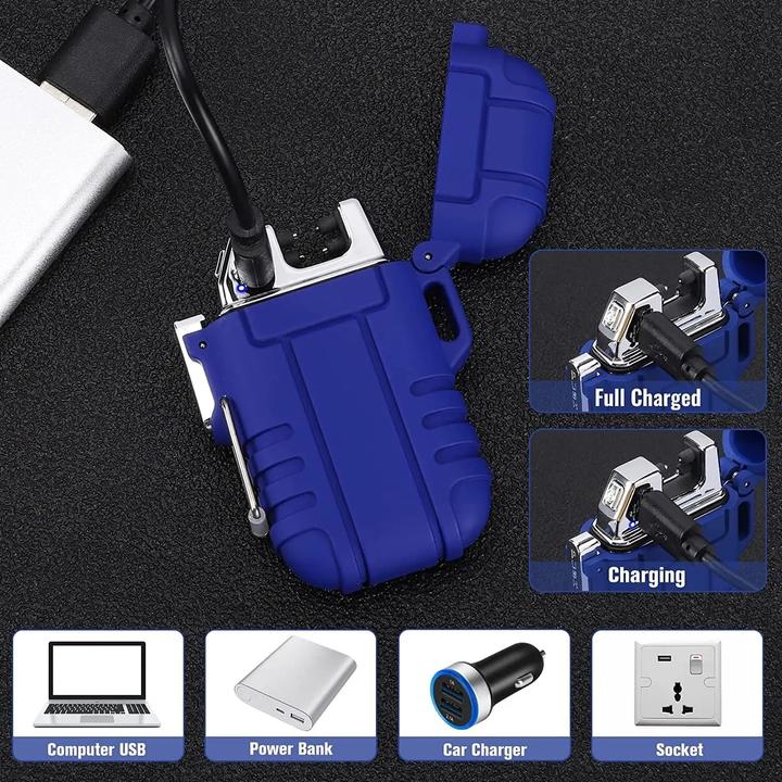 Produktbild Swissdetector Elektrisches Feuerzeug mit Doppelbogen - USB aufladbar - wasserdicht - Blau