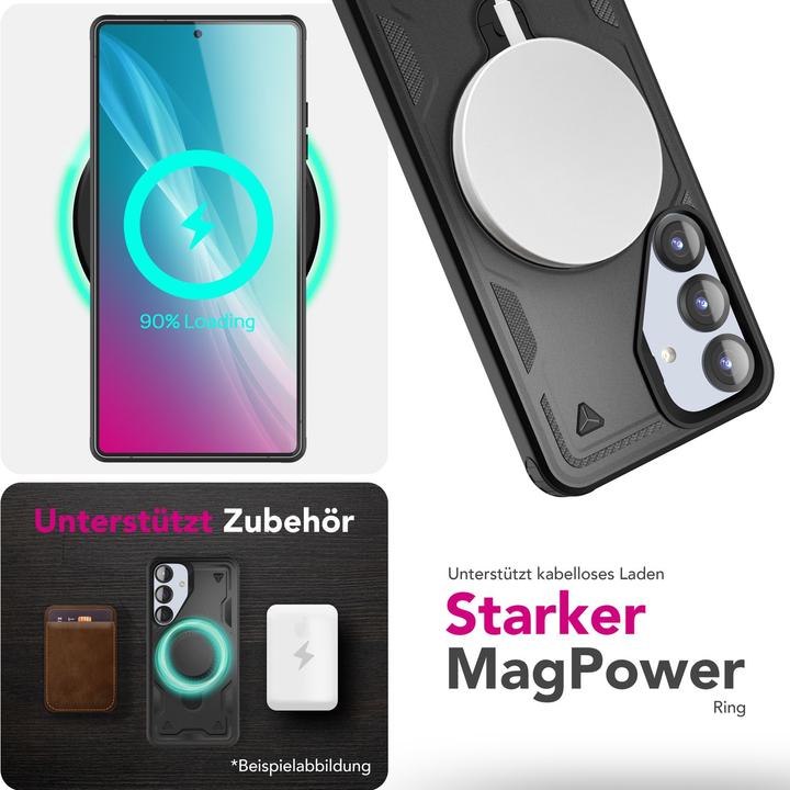 Produktbild Nalia Stormguard - Stossfeste Armor Ring Hülle für MagSafe - Military Kickstand Hardcase (Samsung Galaxy S25)