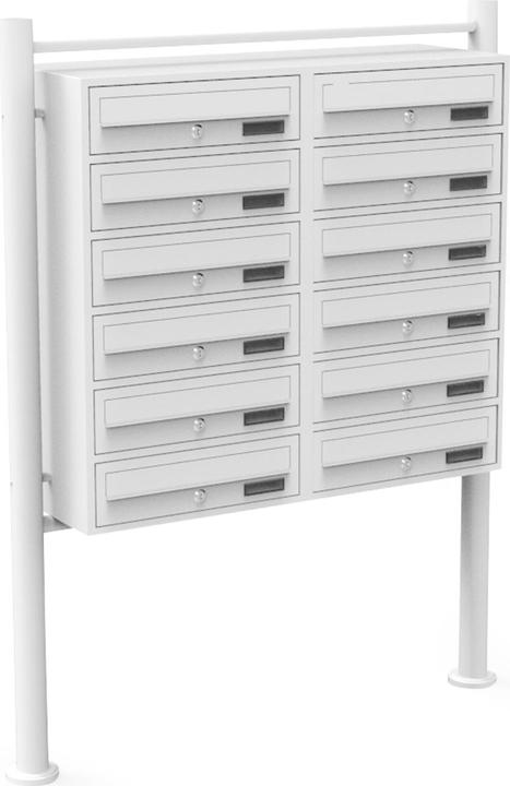 Produktbild Wiltec 12er Briefkastenanlage weiss 2x6 Fächer Standbriefkasten Briefkasten Post