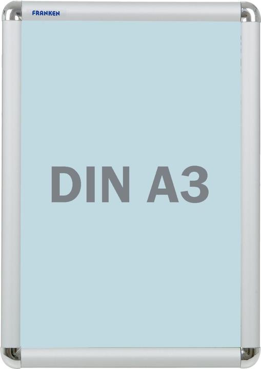 Image du produit Franken Cadre pour poster DIN A3, profilé de cadre 25 mm en aluminium anodisé argenté cadre à clipser (A3)
