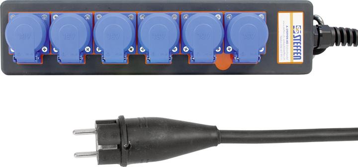 Produktbild Steffen Steckdosenleiste IP54 PROFESSIONAL 6xSchuko 5m (6 x, CEE 7/3)
