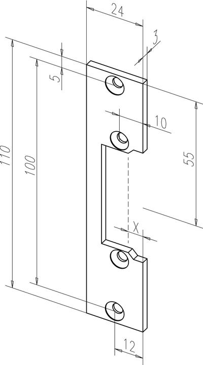 Actual product image Assa Abloy FF STRIKE PLATE CL 10 -------10635-01110MM EST UNIVERSAL (Striking plate)