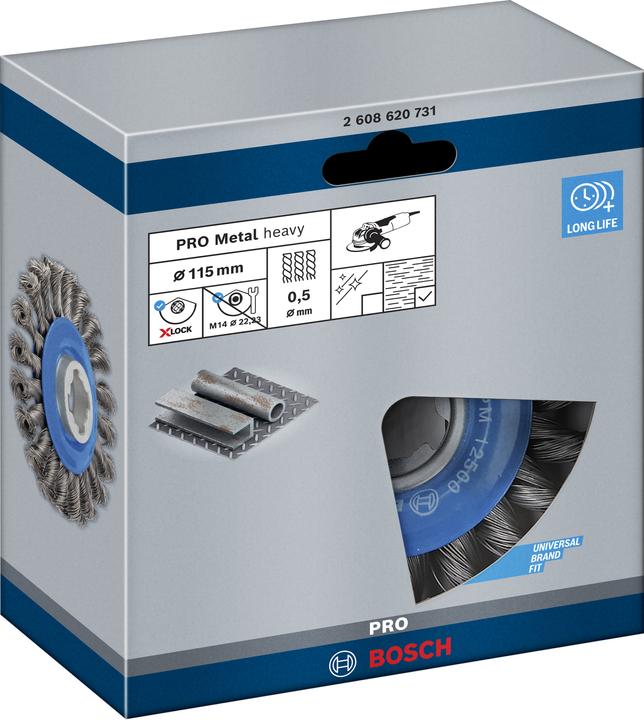 Immagine prodotto Bosch Professional Zubehör PRO Spazzola a disco X-Lock pesante in metallo, 115 x 0,5 mm, filettatura (0,50 mm)