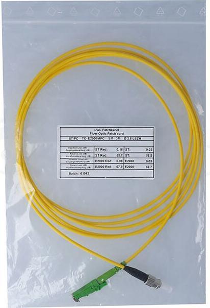 Actual product image BlueOptics Simplex fibre optic patch cable ST-PC/E2000-APC Singlemode 15 metres (15 m)