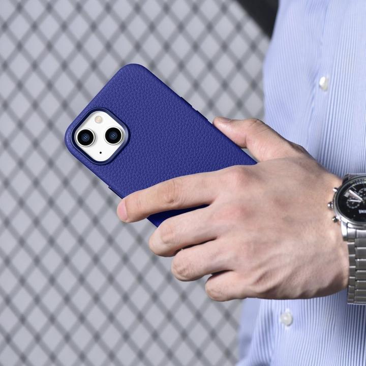 Produktbild iCarer litchi Premium Ledertasche für iPhone 14 Plus Magnetische Ledertasche mit magSafe dunkelblau (Apple iPhone 14 Plus)