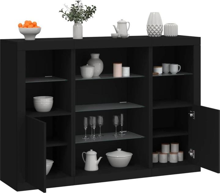 Actual product image VidaXL Sideboards with LED lights 3 pcs. black (142.5 x 37 x 100 cm)