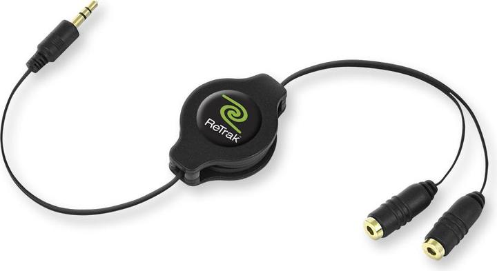 Actual product image ReTrak Retractable headphone splitter (1m, 3.5mm jack)