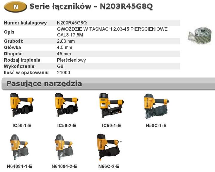Actual product image Bostitch GWOŹDZIE W TASMACH N55 2,03-45 RING GALWANIZOWANE G8 21 000szt.