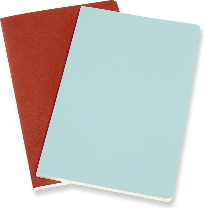 Image du produit Moleskine Flounce L/A5, lot de 2, vierge, couverture souple, rouge corail, bleu aigue-marine (13 x 21 cm, Blanc, Couverture souple)