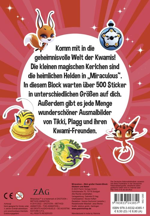 Produktbild Panini Miraculous Mein grosser Kwami-Block - Stickern und Malen (Deutsch, Panini, 2023)