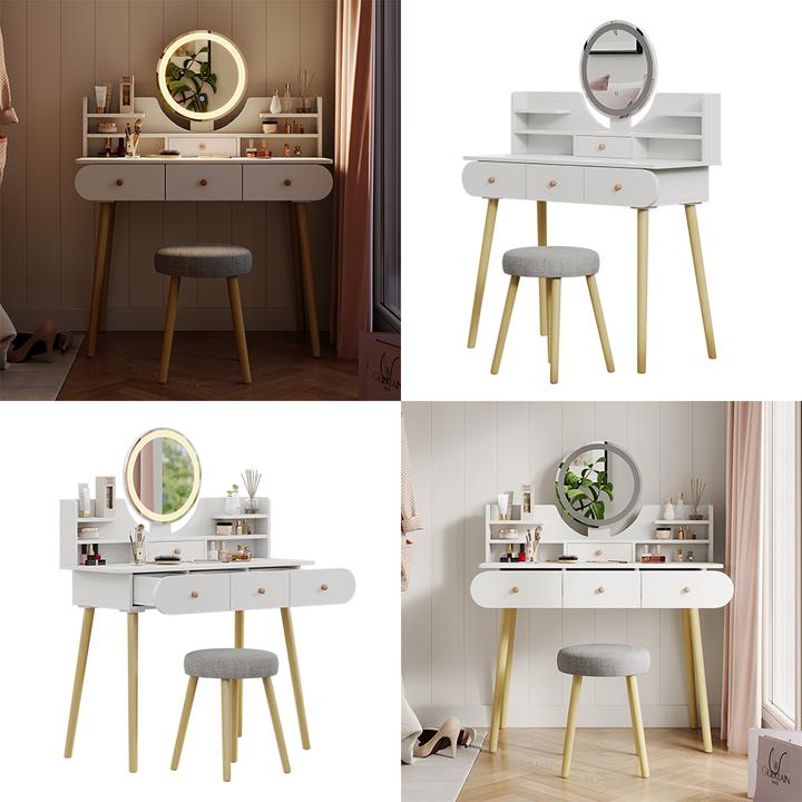 Actual product image Vicco Edda with stool and lighting (100 x 40 x 76 cm)