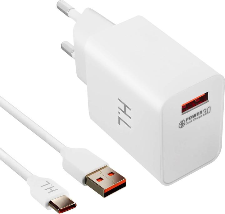 Actual product image Avizar Qualcomm Quick Charge 3.0 3A power adapter + USB-C cable (18 W)