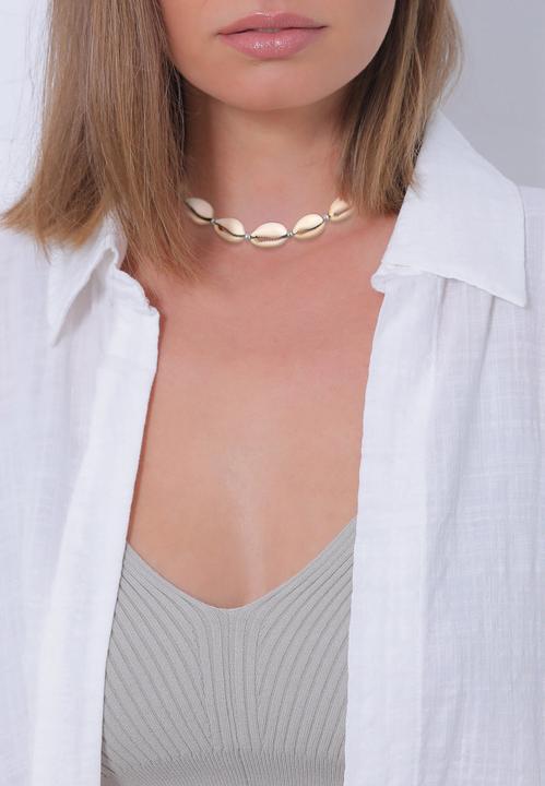 Actual product image Elli Necklace Genuine Kauri Shells Beach 925 Sterling Silver (925 Sterling silver gold-plated, Nylon, Seashell, No stone, 36 cm)