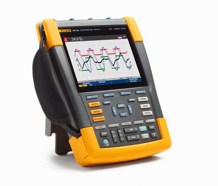 Actual product image Fluke 190-104-III Hand-held oscilloscope (scope meter) 100MHz 4-channel 1.25 GSa/s 30 kpts 8 bit 1 set (CAT III 1000V, CAT IV 600V)