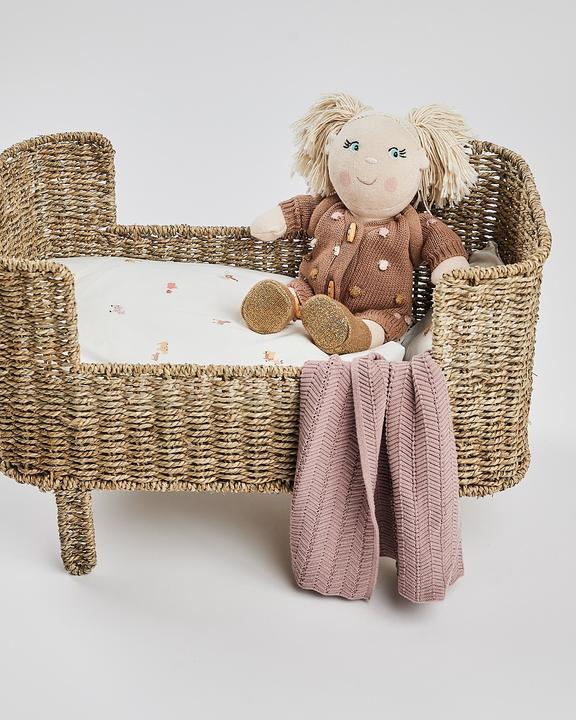 Actual product image Smallstuff - Doll blanket, fishbone knit, powder - (40017-23)