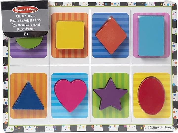 Actual product image Melissa & Doug Puzzle Encastrement Formes Geometriques (Fr-De-En-Es) (8 pieces)