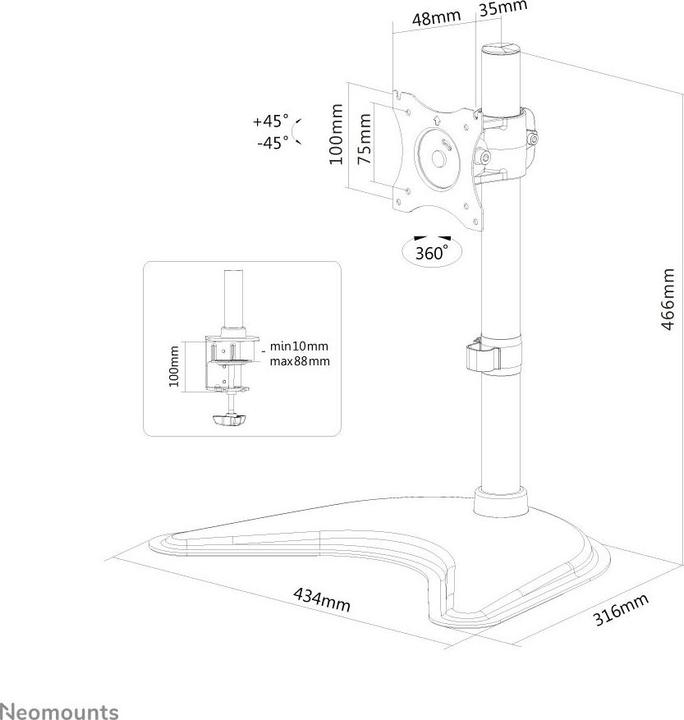Nährwerte und Zutaten Neomounts NM-D335BLACK (Tisch, 30")