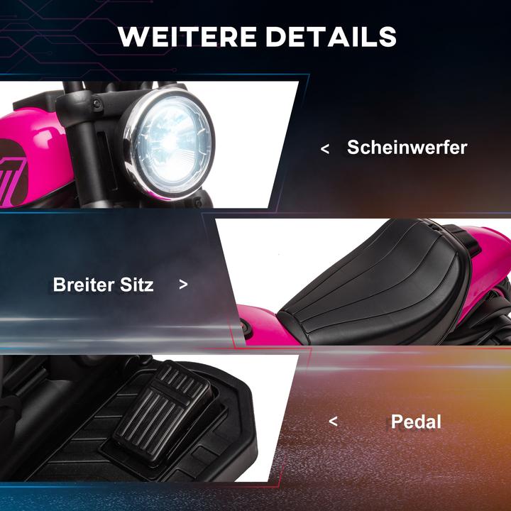 Produktbild Swisshandel24 Kinderelektro-Motorrad, 2 abnehmbare Stützräder, 1,5-3 km/h, für 1,5-3 Jahre Rosa (6 V)